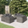 9-tlg. Garten-Lounge-Set mit Kissen Poly Rattan Grau