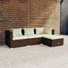 4-tlg. Garten-Lounge-Set mit Kissen Poly Rattan Braun