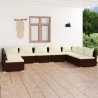 9-tlg. Garten-Lounge-Set mit Kissen Poly Rattan Braun