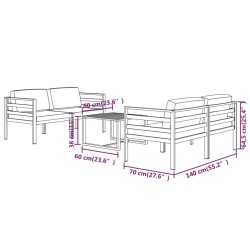 5-tlg. Garten-Lounge-Set mit Kissen Aluminium Anthrazit