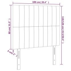 Kopfteile 2 Stk. Hellgrau 100x5x78/88 cm Samt