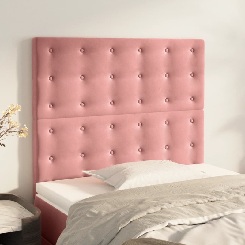 Kopfteile 2 Stk. Rosa 100x5x78/88 cm Samt