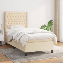 Boxspringbett mit Matratze Creme 90x190 cm Stoff