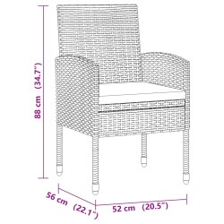 5-tlg. Garten-Essgruppe Poly Rattan Schwarz