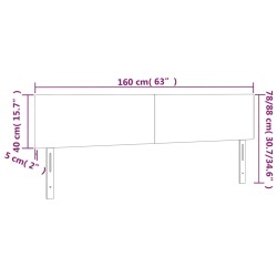 LED Kopfteil Dunkelgrau 160x5x78/88 cm Samt