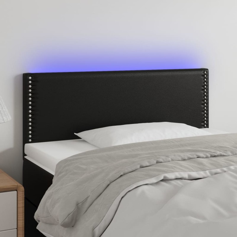 LED Kopfteil Schwarz 80x5x78/88 cm Kunstleder