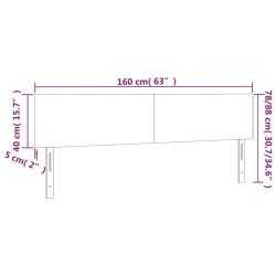 LED Kopfteil Rosa 160x5x78/88 cm Samt