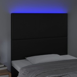 LED Kopfteil Schwarz 90x5x118/128 cm Kunstleder