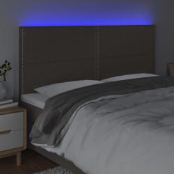 LED Kopfteil Taupe 200x5x118/128 cm Stoff