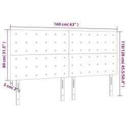 LED Kopfteil Grau 160x5x118/128 cm Kunstleder