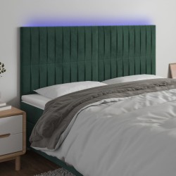 LED Kopfteil Dunkelgrün 200x5x118/128 cm Samt