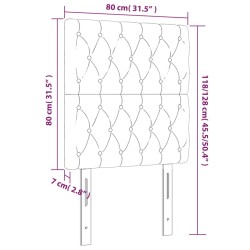 LED Kopfteil Hellgrau 80x7x118/128 cm Samt