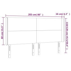 LED Kopfteil Blau 203x16x118/128 cm Stoff