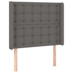 LED Kopfteil Grau 83x16x118/128 cm Kunstleder