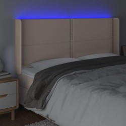 LED Kopfteil Cappuccino-Braun 163x16x118/128cm Kunstleder