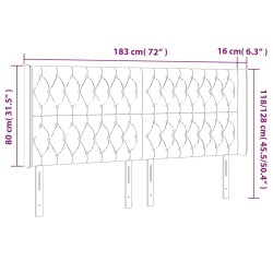 LED Kopfteil Schwarz 183x16x118/128 cm Stoff