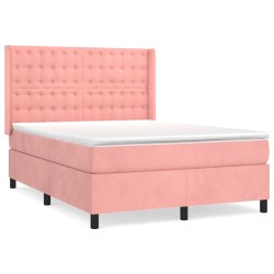 Boxspringbett mit Matratze Rosa 140x190 cm Samt