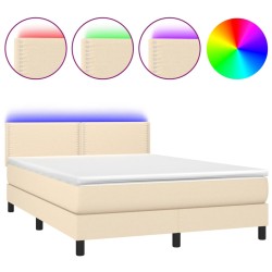 Boxspringbett mit Matratze & LED Creme 140x200 cm Stoff