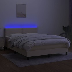 Boxspringbett mit Matratze & LED Creme 140x200 cm Stoff