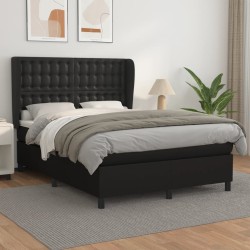 Boxspringbett mit Matratze Schwarz 140x190 cm Kunstleder