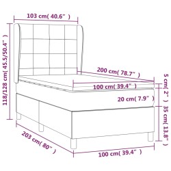 Boxspringbett mit Matratze Schwarz 100x200 cm Samt