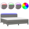 Boxspringbett mit Matratze & LED Dunkelgrau 180x200 cm Stoff