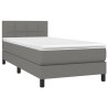 Boxspringbett mit Matratze & LED Dunkelgrau 90x200 cm Stoff