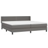 Boxspringbett mit Matratze Grau 200x200 cm Kunstleder