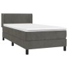 Boxspringbett mit Matratze Dunkelgrau 90x190 cm Samt