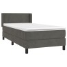 Boxspringbett mit Matratze Dunkelgrau 100x200 cm Samt