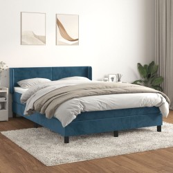 Boxspringbett mit Matratze Dunkelblau 140x190 cm Samt