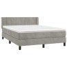 Boxspringbett mit Matratze Hellgrau 140x200 cm Samt