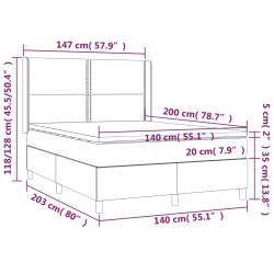 Boxspringbett mit Matratze Hellgrau 140x200 cm Stoff