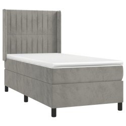 Boxspringbett mit Matratze Hellgrau 90x190 cm Samt