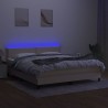 Boxspringbett mit Matratze & LED Creme 160x200 cm Stoff