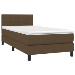 Boxspringbett mit Matratze & LED Dunkelbraun 90x190 cm Stoff