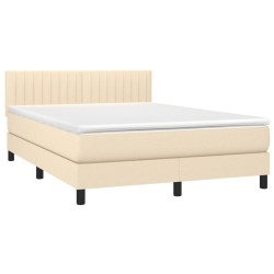 Boxspringbett mit Matratze & LED Creme 140x190 cm Stoff