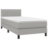 Boxspringbett mit Matratze & LED Hellgrau 100x200 cm Stoff