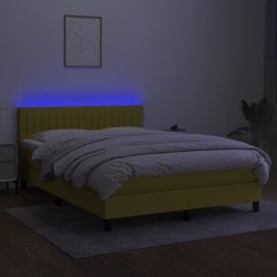 Boxspringbett mit Matratze & LED Blau 140x200 cm Stoff