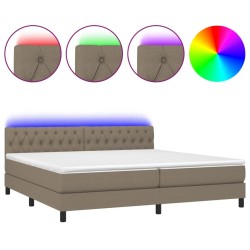 Boxspringbett mit Matratze & LED Taupe 200x200 cm Stoff