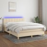 Boxspringbett mit Matratze & LED Creme 140x190 cm Stoff