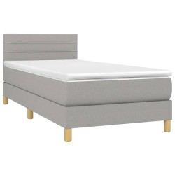 Boxspringbett mit Matratze & LED Hellgrau 80x200 cm Stoff