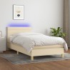 Boxspringbett mit Matratze & LED Creme 80x200 cm Stoff