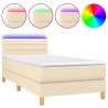 Boxspringbett mit Matratze & LED Creme 80x200 cm Stoff