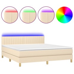 Boxspringbett mit Matratze & LED Creme 160x200 cm Stoff