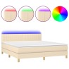 Boxspringbett mit Matratze & LED Creme 160x200 cm Stoff