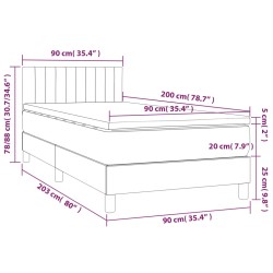 Boxspringbett mit Matratze & LED Creme 90x200 cm Stoff