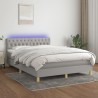 Boxspringbett mit Matratze & LED Hellgrau 140x200 cm Stoff