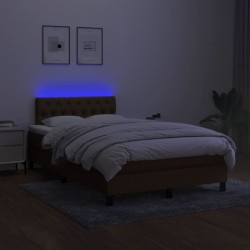 Boxspringbett mit Matratze & LED Dunkelbraun 120x200 cm Stoff