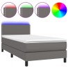 Boxspringbett mit Matratze & LED Grau 100x200 cm Kunstleder